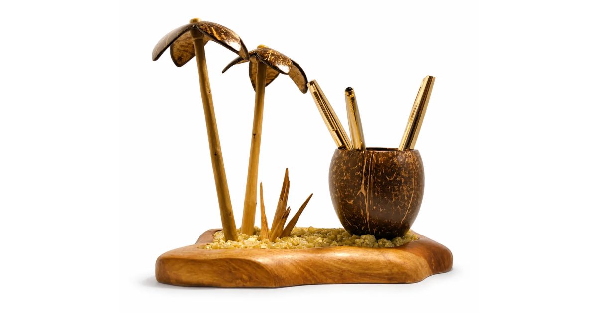 Handmade Coconut Shell Pen Stand