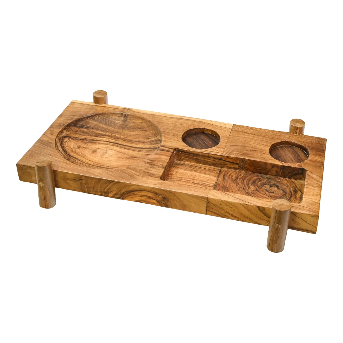 Wooden Multi-Compartment Serving Tray
